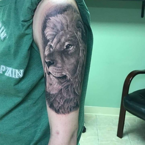 Realistic Lion Tattoo Black & Grey