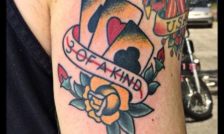 Card with rose tattoo