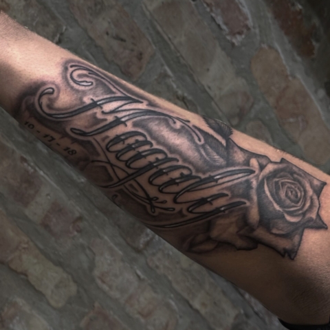 Name with Rose Tattoo