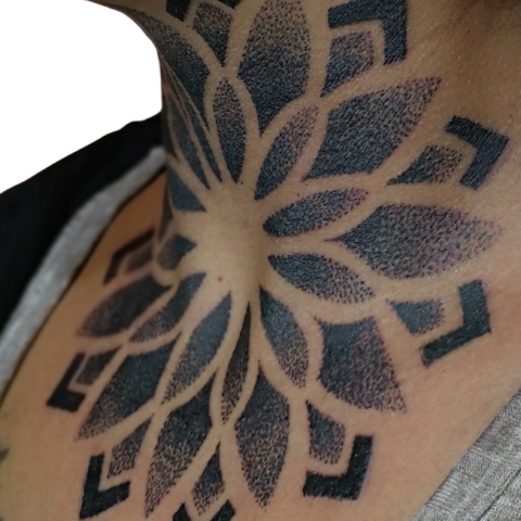 Sacred Geometry tattoo in stippling