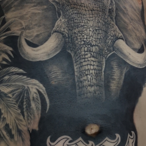 Tatuaje realista de un elefante